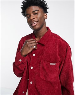 Вельветовая oversized рубашка бордового цвета от комплекта Liquor n poker