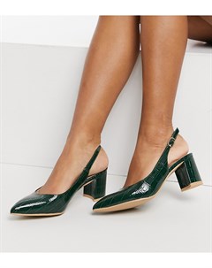 Зеленые туфли на каблуке из искусственной кожи под крокодила Rublina Raid wide fit