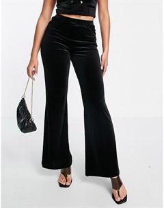 Черные бархатные брюки с широкими штанинами Asos design