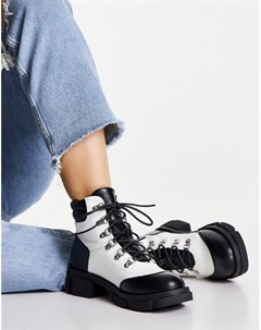 Черные ботинки на шнуровке с металлическими люверсами Miss selfridge