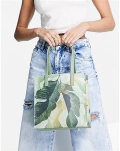Зеленая сумка тоут с пальмовым принтом Lizzcon Ted baker london