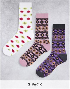 Набор из 3 пар носков в спортивном стиле с узорами Asos design