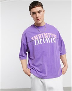 Фиолетовая oversized футболка с текстовым принтом и декоративным швом Asos design