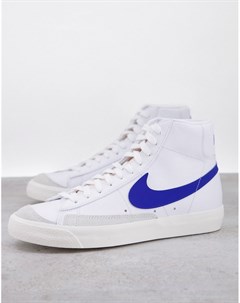 Белые кроссовки с синими вставками Blazer Mid 77 Vintage Nike
