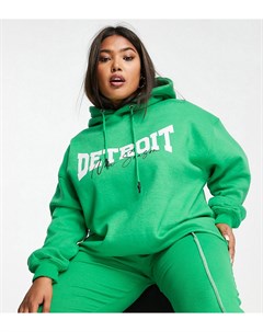Зеленый oversized худи с принтом Detroit Public desire curve