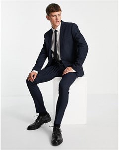 Супероблегающие фактурные брюки темно синего цвета Topman