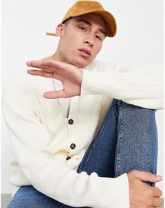 Вязаный oversized кардиган цвета экрю Topman