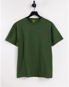 Зеленая oversized футболка из плотной ткани с фирменным логотипом Polo ralph lauren