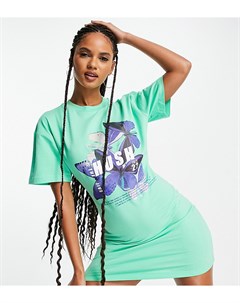 Лаймовое платье футболка с графическим принтом бабочек Asyou