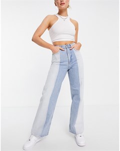 Свободные джинсы с завышенной талией в винтажном стиле из денима двух цветов светлых выбеленных отте Asos design