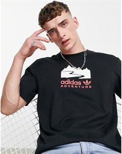 Черная футболка с принтом по центру Adventure Adidas originals