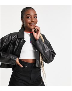 Черная кожаная куртка в стиле 90 х Tall Asos design