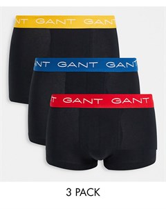 Набор из 3 боксеров брифов черного цвета с контрастным поясом красного синего и желтого цвета с лого Gant