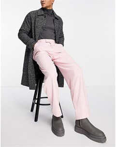 Пастельно розовые строгие брюки с широкими штанинами Asos design