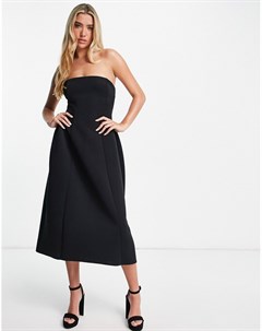Черное расклешенное платье миди с открытыми плечами и спиной Asos design