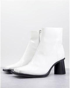 Белые лакированные ботинки челси из искусственной кожи с контрастной подошвой на каблуке Asos design