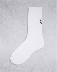 Белые спортивные носки с вышивкой подмигивающего лица Asos design