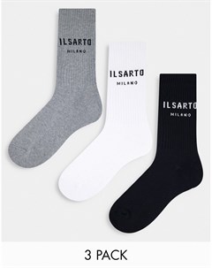 Набор из 3 пар спортивных носков с логотипом Il sarto