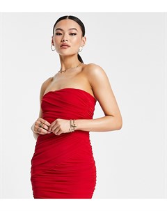 Красное платье мини в сеточку со сборками Asyou