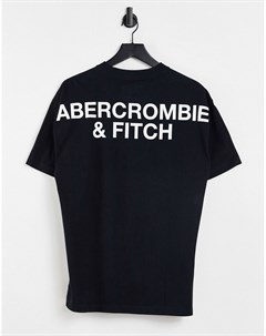 Черная футболка с логотипом посередине на груди и крупным логотипом на спине Abercrombie & fitch