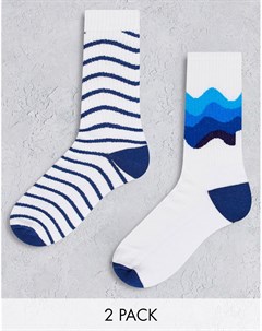 Набор из 2 пар спортивных носков с волнистым узором Asos design