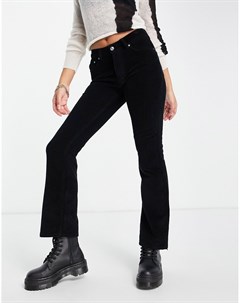 Черные расклешенные джинсы с заниженной талией из плотного вельвета Asos design