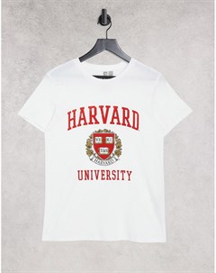 Белая oversized футболка с принтом Harvard Asos design