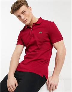 Бордовая узкая футболка поло из пике Lacoste