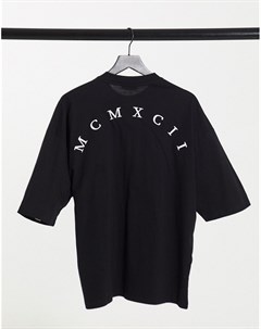 Черная oversized футболка с принтом римских цифр на груди и спине Asos design