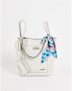 Кремовая сумка портфель с отделением для карт съемной сумочкой через плечо и декоративным шарфом Steve madden