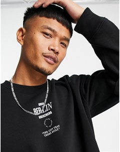 Черный oversized свитшот с надписью Berlin Topman