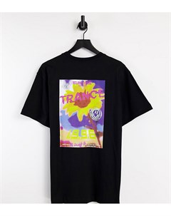 Свободная футболка черного цвета из органического хлопка с принтом рисунка с подсолнухом в стиле 90  Reclaimed vintage