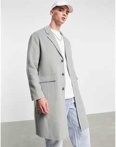 Свободное пальто из искусственной шерсти шалфейно зеленого цвета Topman