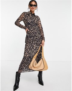 Платье миди из сетки из переработанных материалов с леопардовым принтом коричневого цвета & other stories