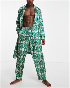Атласные пижамные штаны от комплекта с принтом Asos design