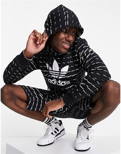 Худи черного цвета с повторяющимся логотипом Adidas originals