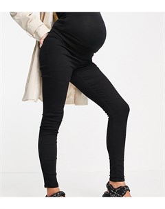 Черные зауженные джинсы со вставкой поверх живота Joni Topshop maternity