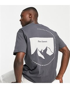 Серая oversized футболка с принтом горы на спинке эксклюзивно для ASOS Only & sons