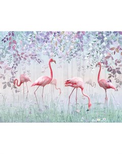 Фотообои Фламинго в волшебном саду 360х254см Decoretto