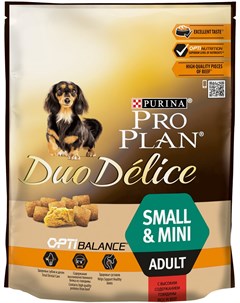 Сухой корм для собак Duo Delice Small Adult Canine Beef Rice 0 7 кг Purina pro plan