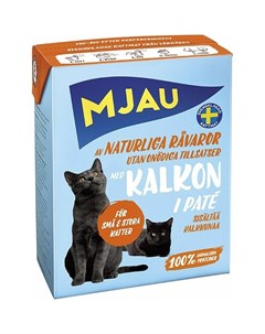Полнорационный влажный корм для кошек мясной паштет с индейкой тетра пак 380 г Mjau