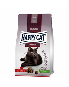 Sterilised полнорационный сухой корм для стерилизованных кошек с альпийской говядиной 1 3 кг Happy cat