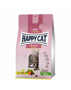 Junior полнорационный сухой корм для котят с домашней птицей 1 3 кг Happy cat