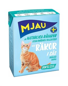 Полнорационный влажный корм для кошек с креветками кусочки в соусе тетра пак 370 г Mjau