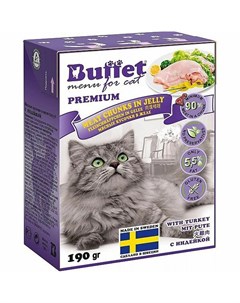 Влажный корм для кошек в желе с индейкой 190 г Buffet