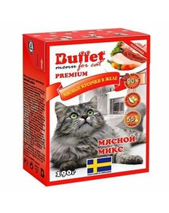 Влажный корм для кошек в желе мясной микс 190 г Buffet
