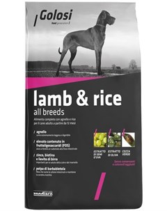 Сухой корм Lamb and Rice All Breeds c Ягненком и Рисом для взрослых собак 3 кг Ягненок и рис Golosi
