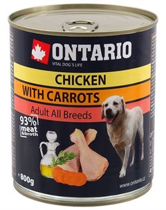 Консервы с курицей и морковью для собак 800 г Курица и морковь Ontario