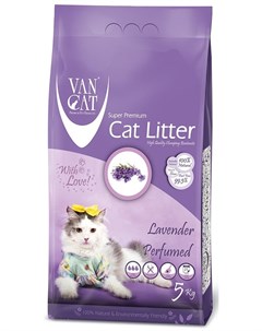 Наполнитель Lavender комкующийся глиняный с ароматом для кошек 5 кг с ароматом лаванды Van cat