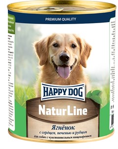 Консервы Natur Line с ягнёнком печенью сердцем и рубцом для собак 970 г Happy dog